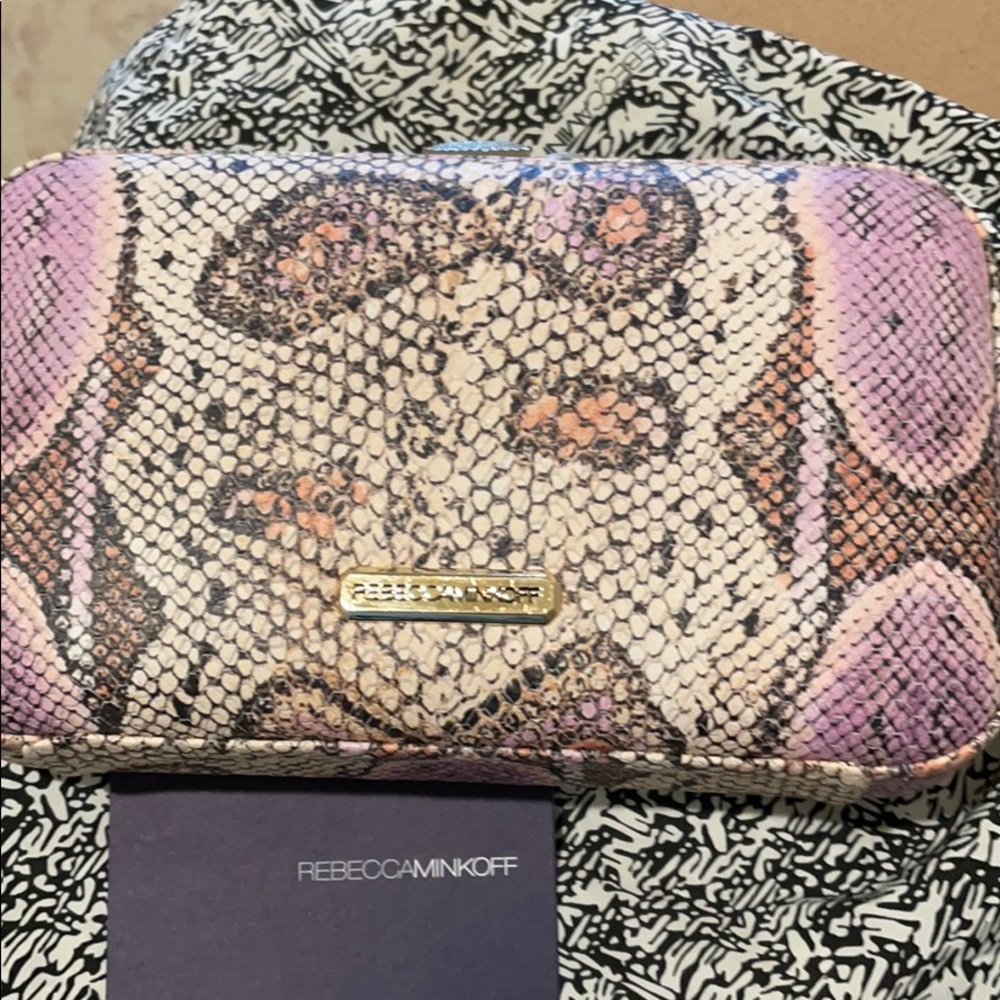 Snake Print clutch bag with gold strap extender